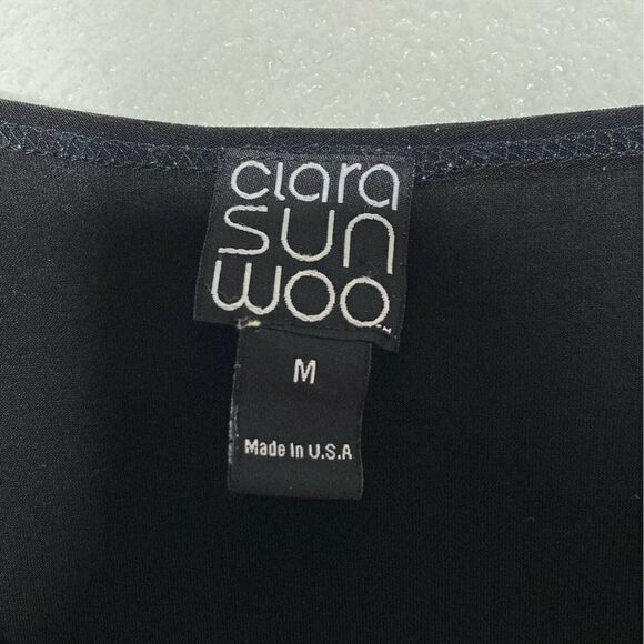 Clara Sun Woo Tunic Women's Black Medium V-Neck Long Sleeve Classic Top Slinky - Picture 4 of 10